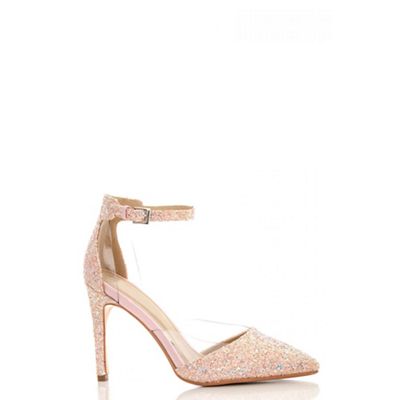 Pink glitter perspex court shoes